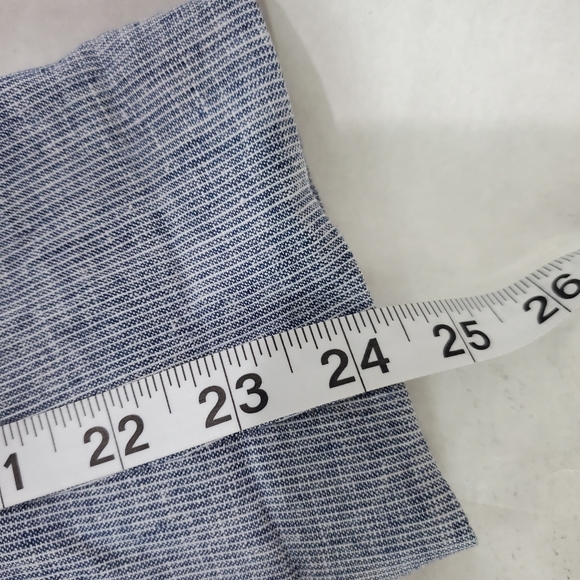 Women's Linen Blazer Blue and White Striped Open Front Seersucker Beachy SZ L - Picture 7 of 12